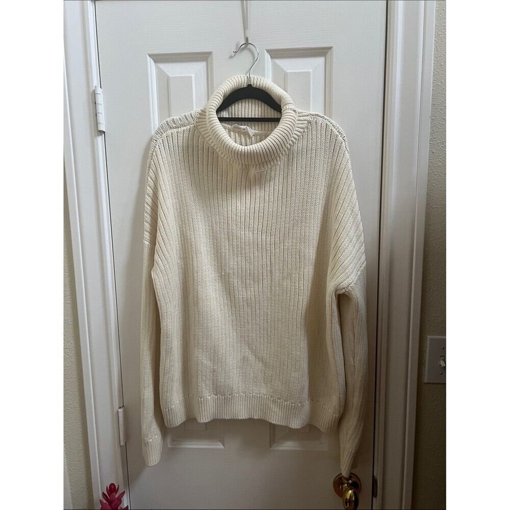 Emerson Fry ribbed Turtleneck Sweater Chunky Knit medium organic cotton Carolyn - Picture 2 of 11